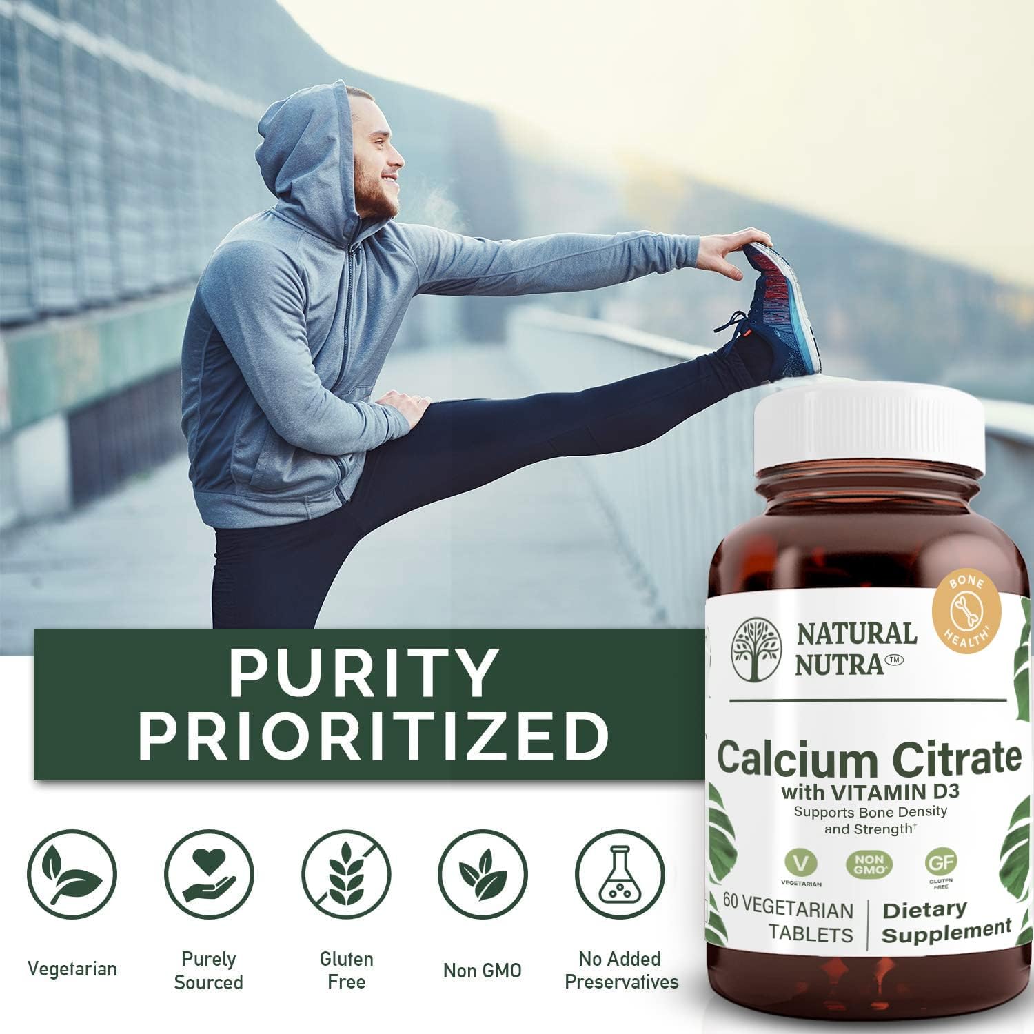 Natural Nutra Calcium Citrate with Vitamin D3 – Supplement for Bone Strength & Heart Health, 60 Tablets - görsel 4