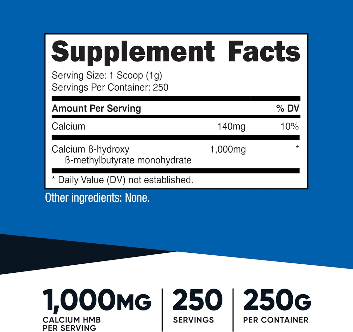 Nutricost HMB Powder (Beta-Hydroxy Beta-Methylbutyrate) 250 Grammes - Gluten-free & Non-GMO - görsel 2