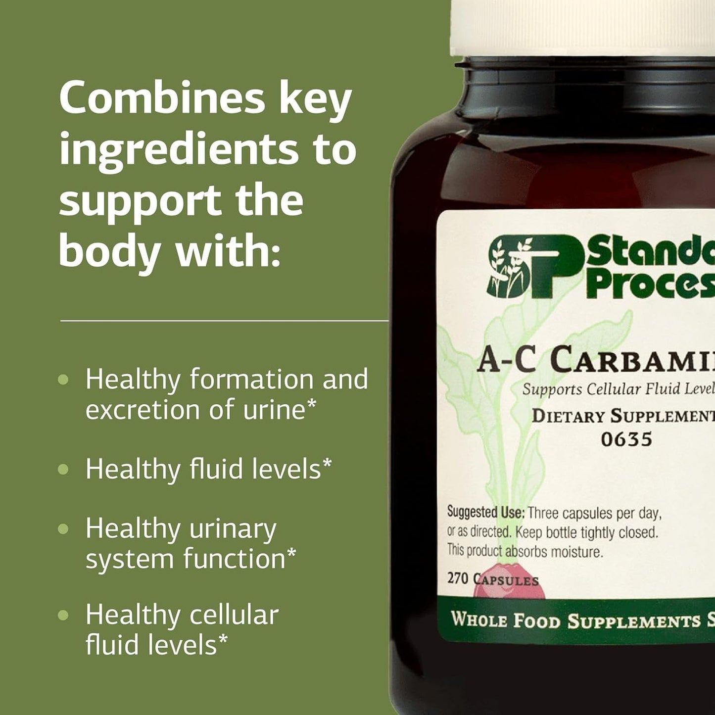 Standard Process A-C Carbamide – Supports Healthy Urine Excretion & Cellular Fluid Levels – Contains Vitamin A & Antioxidant Vitamin C – Gluten-Free, Non-Dairy & Non-Soy – 270 Capsules - görsel 4