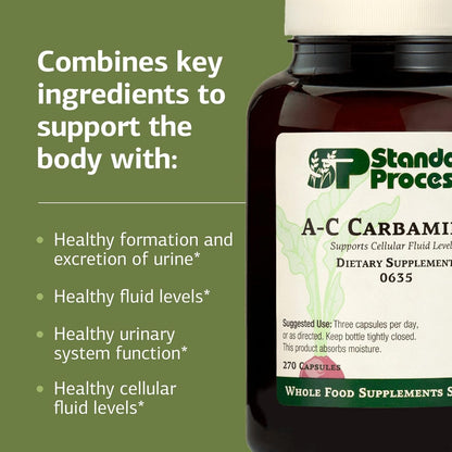 Standard Process A-C Carbamide – Supports Healthy Urine Excretion & Cellular Fluid Levels – Contains Vitamin A & Antioxidant Vitamin C – Gluten-Free, Non-Dairy & Non-Soy – 270 Capsules