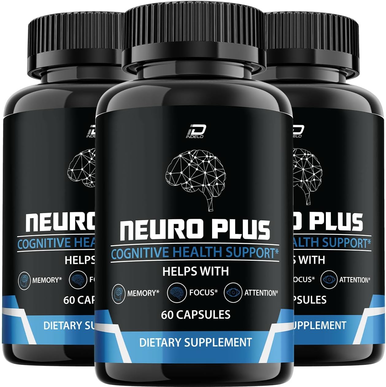 Neuro Plus Brain Supplement, NeuroPlus for Memory & Focus with PQQ (3 Pack - 180 Capsules) - görsel 1