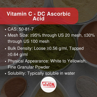 Vivion Vitamin C DC Powder - 5 kg - Ascorbic Acid & HPMC Direct Compression Excipient