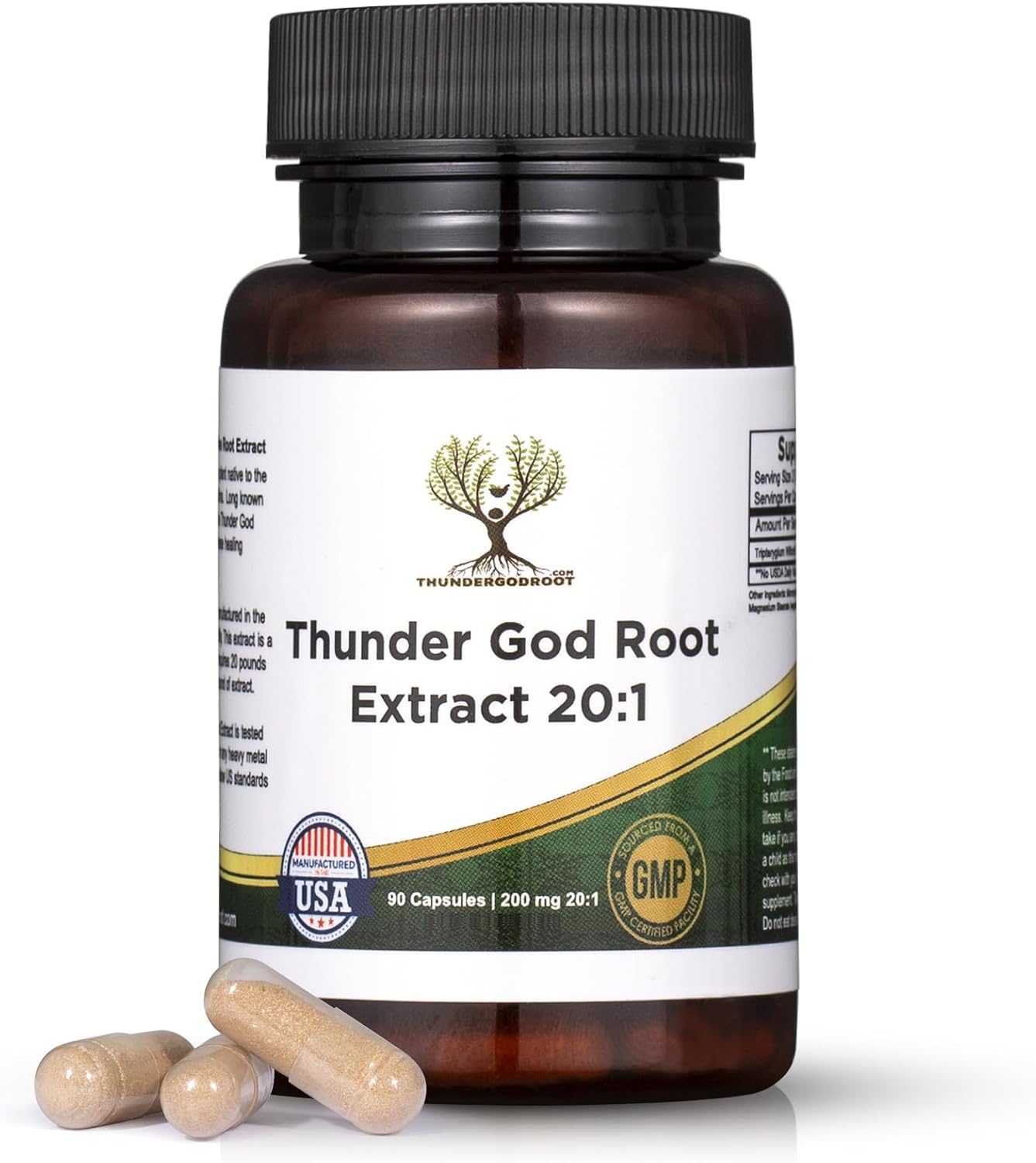 Thunder God Vine Root 20:1 Supplement – Tripterygium Wilfordii – 200mg – 90 Capsules - görsel 1