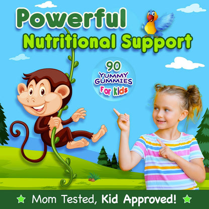Infusions Super Green Gummies for Kids - 90 Count Superfood Booster, Vegan, Gluten-free & Non-GMO