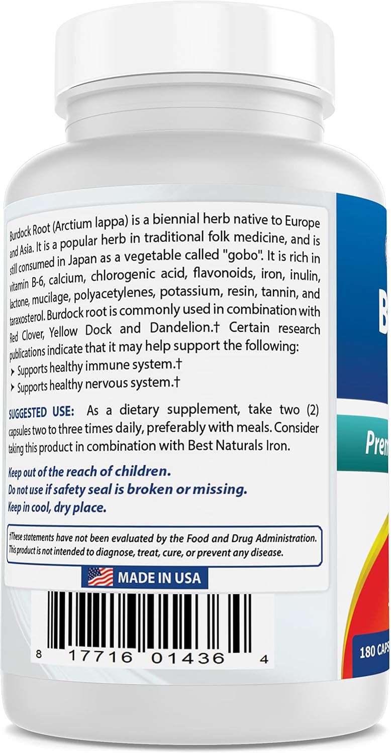 Best Naturals Burdock Root 425 mg, 180 Capsules (Pack of 3) - görsel 6