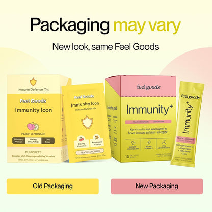 Feel Goods Immunity+ Immune Support Drink Mix - Peach Lemonade, 15 Stick Packs