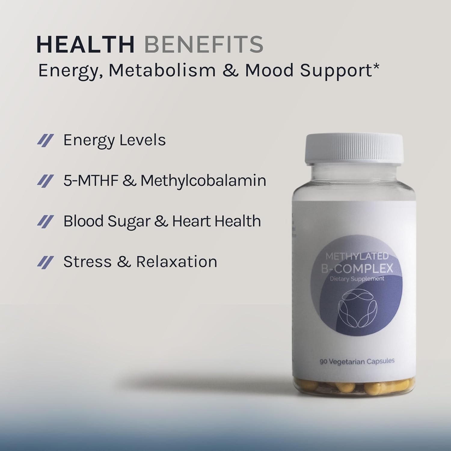 InfiniWell Methylated B Complex - High-Potency Active B Vitamins with 5-MTHF, Methylcobalamin & Pyridoxal-5-Phosphate - 90 Capsules - görsel 2