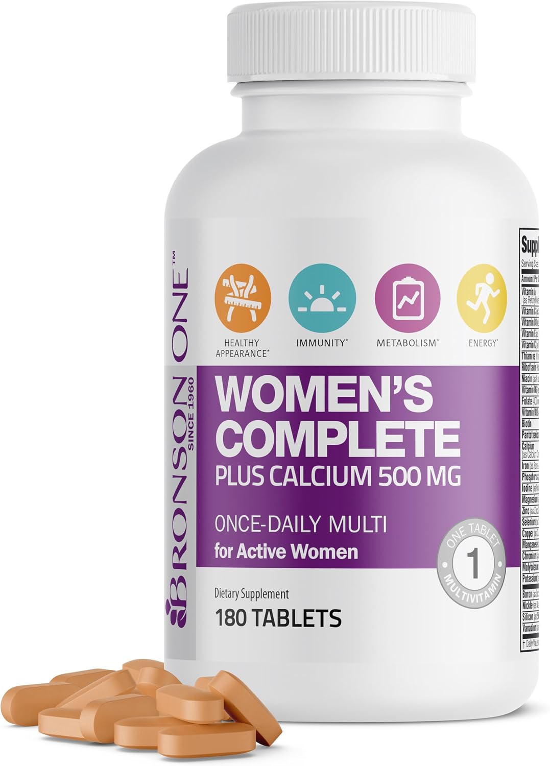 Bronson ONE Daily Men’s Complete Multivitamin Multimineral Once-Daily Multi for Active Men, 180 Tablets - görsel 9