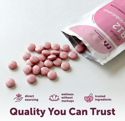 Micro Ingredients Vitamin B12 5,000 mcg | Methylcobalamin – 240 Chewable Tablets | Fast Dissolve, Natural Strawberry Flavour | Vegan, Non-GMO, Gluten-free