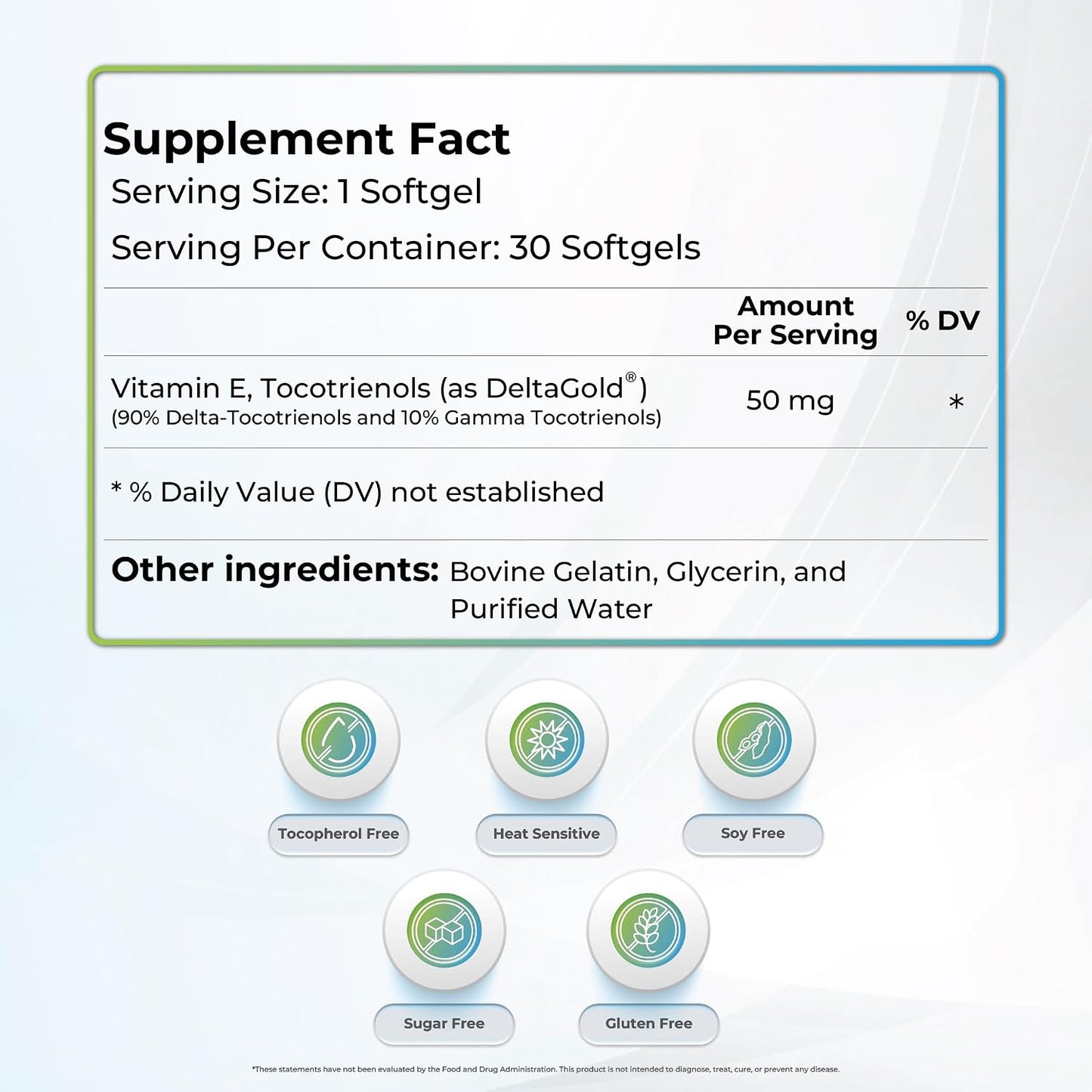 WELLNESS EXTRACT Eannatto Tocotrienols Deltagold Vitamin E Softgels (50 mg, 30 ct) – Tocopherol Free, Non-GMO, Gluten-free Antioxidant Supplement - görsel 2