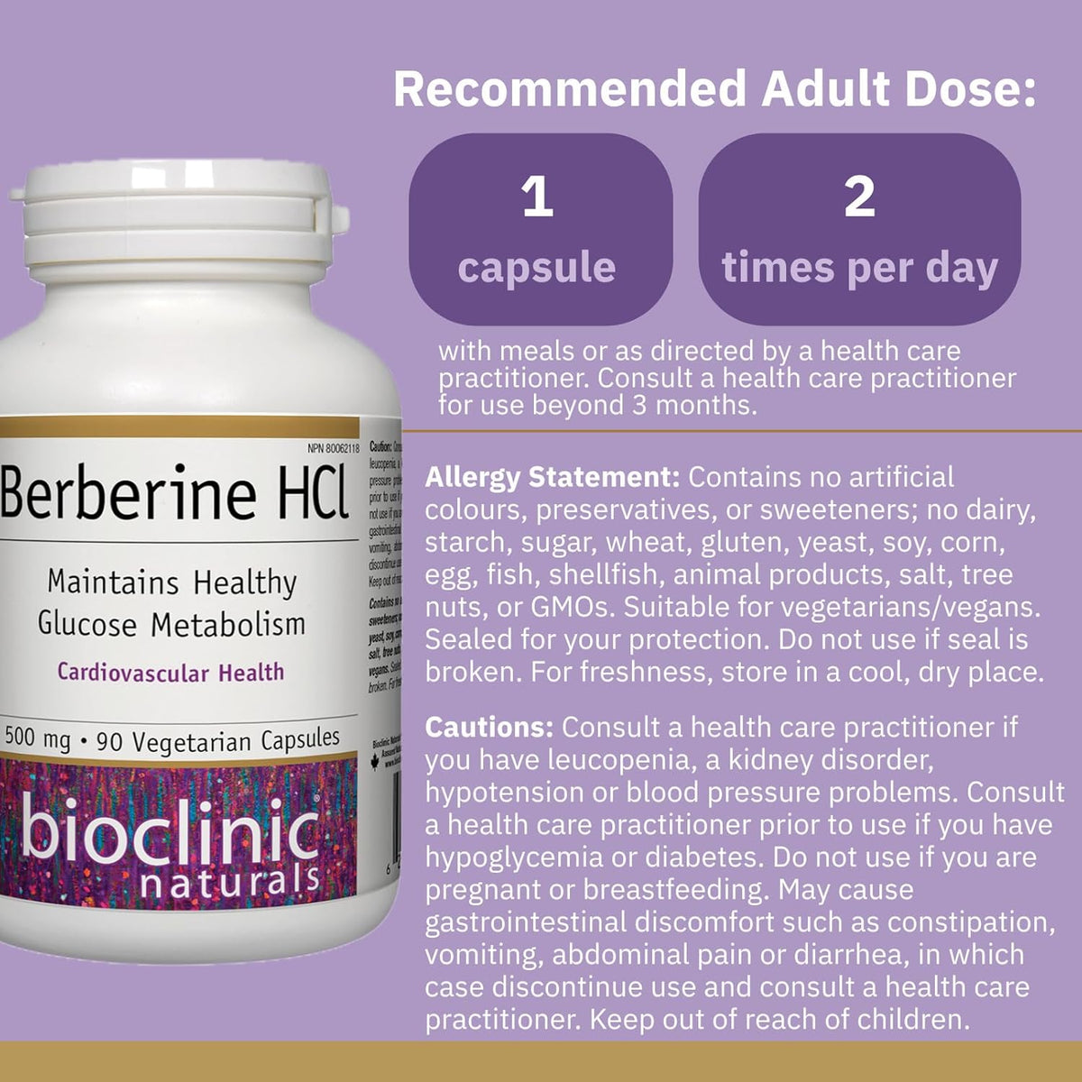 Bioclinic Naturals Berberine HCl 500 mg, 90 Capsules - görsel 2