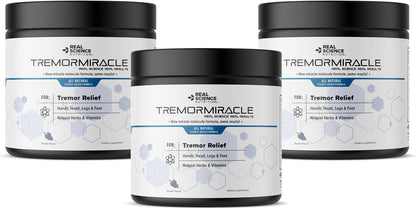 Real Science Nutrition Tremor Miracle - Herbal Supplement Powder for Nervous System Support (380g, Grape Flavour)