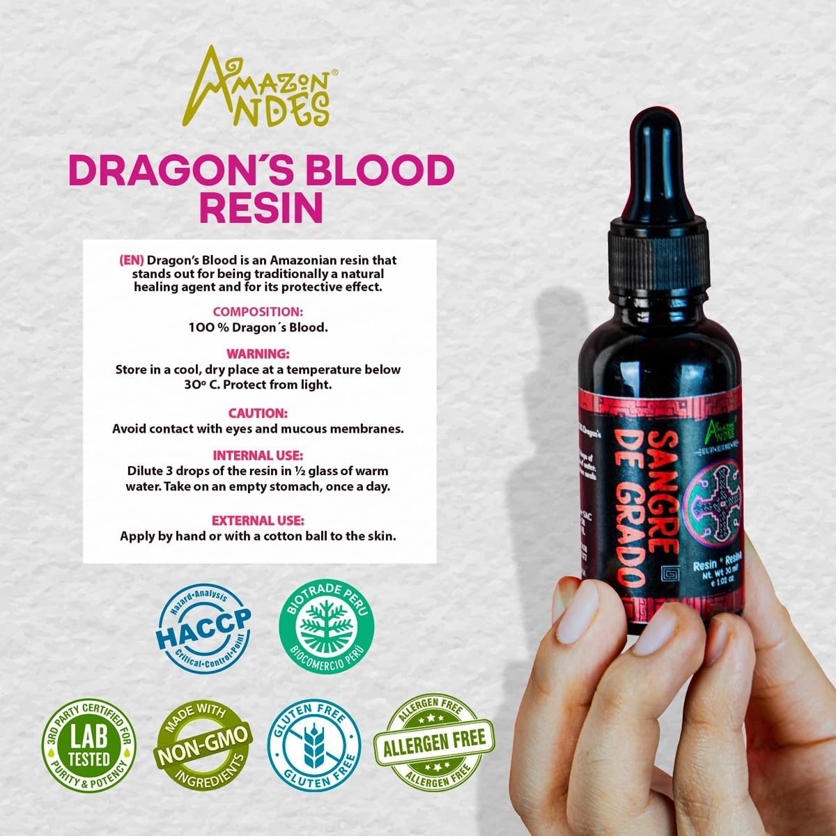 Amazon Andes Dragon's Blood Organic Liquid Extract - Sangre de Drago Sap, 30ml (1 fl oz) - görsel 2