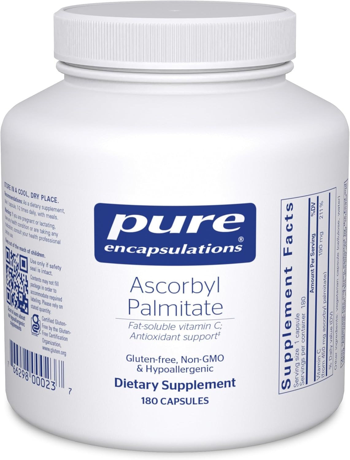Pure Encapsulations Ascorbyl Palmitate | Vitamin C Supplement to Support Iron Absorption and Normal Immune Function* | 180 Capsules - görsel 1