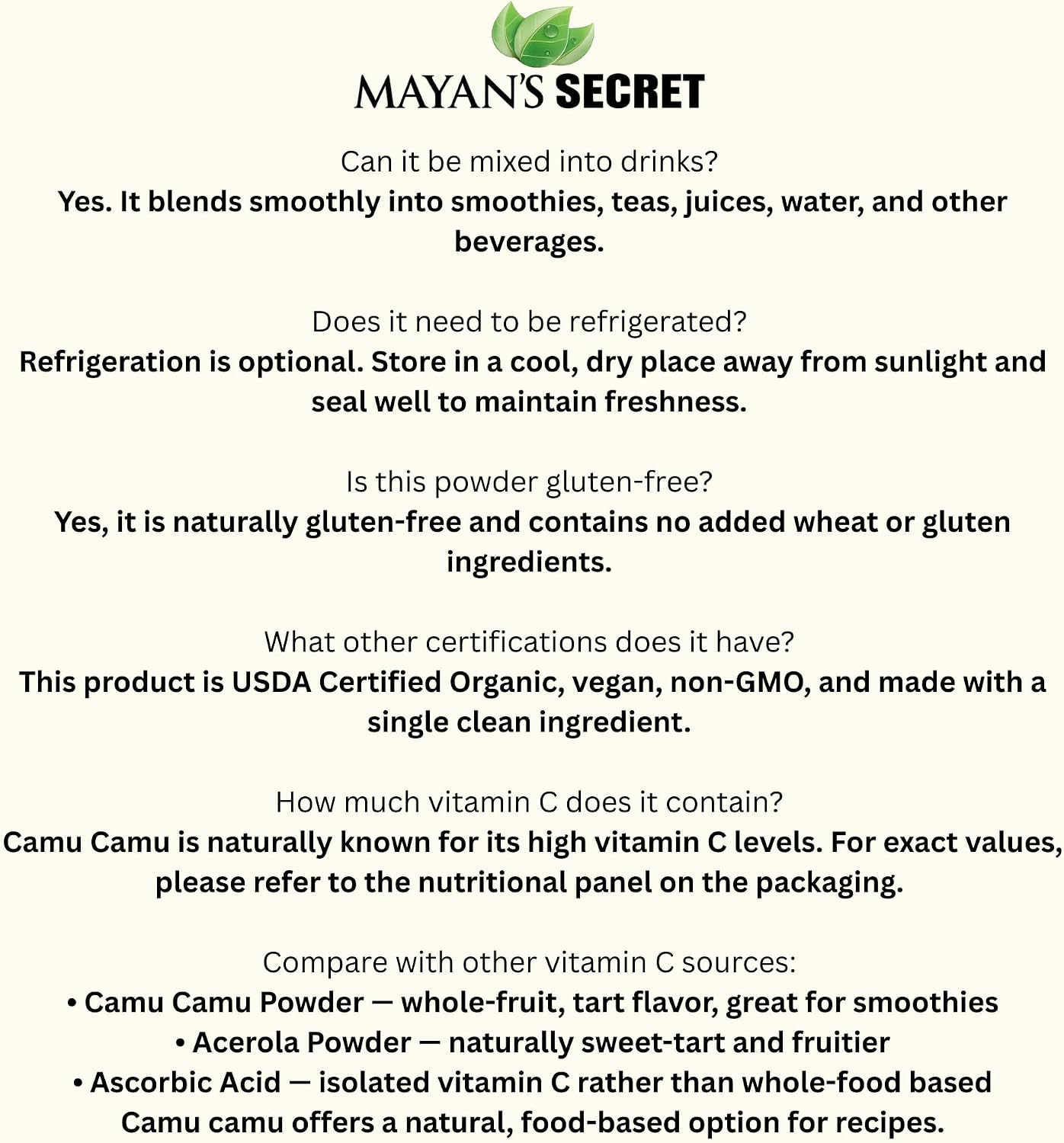 Mayan's Secret Organic Camu Camu Powder USDA Certified, Vegan, Non-GMO High Vitamin C Superfood for Immune Support Natural Antioxidant Boost 3.5 oz (99g) Pack of 2 - görsel 8