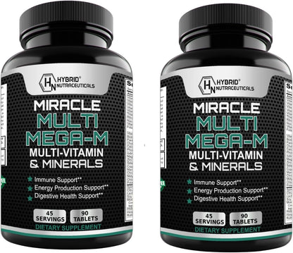 MEGAV-1 Multivitamin, Superfood & Minerals - Daily Multivitamin with Probiotics and Mushroom Complex, 2-Pack (180 Tablets)