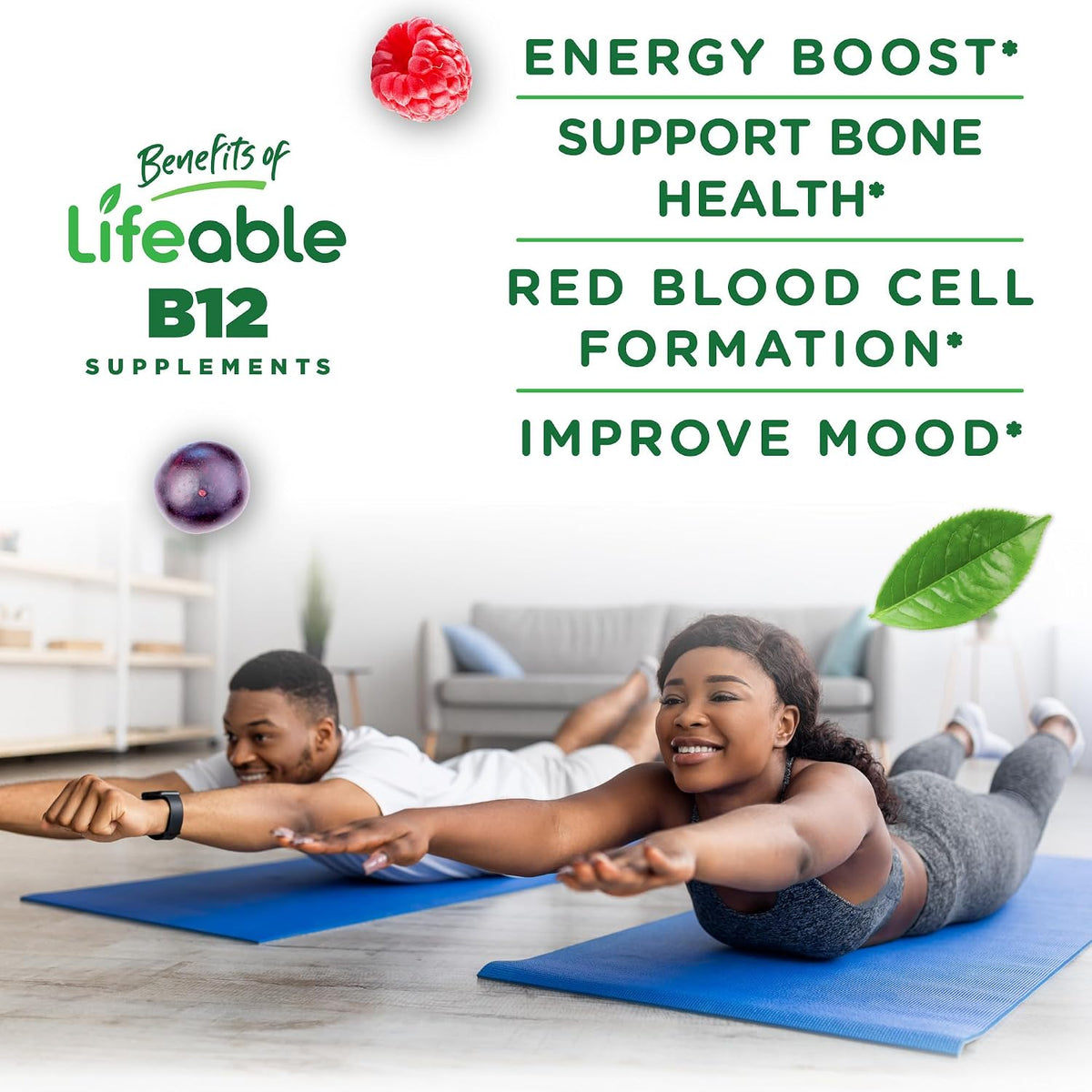 Lifeable Sugar Free Vitamin B12 Gummies - 1000 mcg - Strawberry Flavour - 90 Gummies - görsel 3