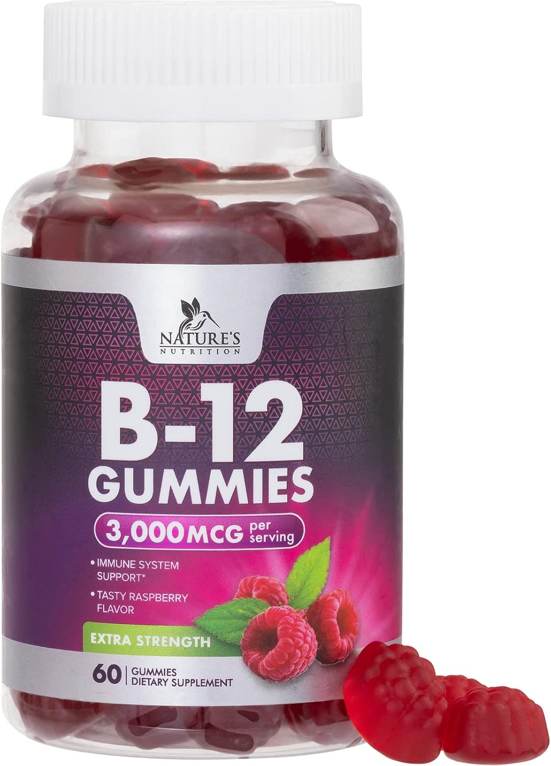 Vitamin B12 Energy Gummies – 3000 mcg Extra Strength, Berry Flavour - görsel 1