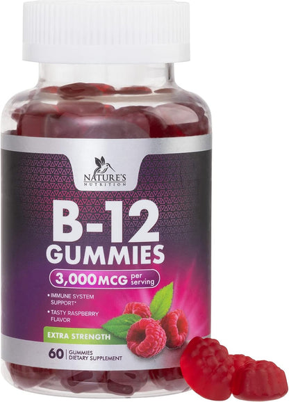 Vitamin B12 Energy Gummies – 3000 mcg Extra Strength, Berry Flavour