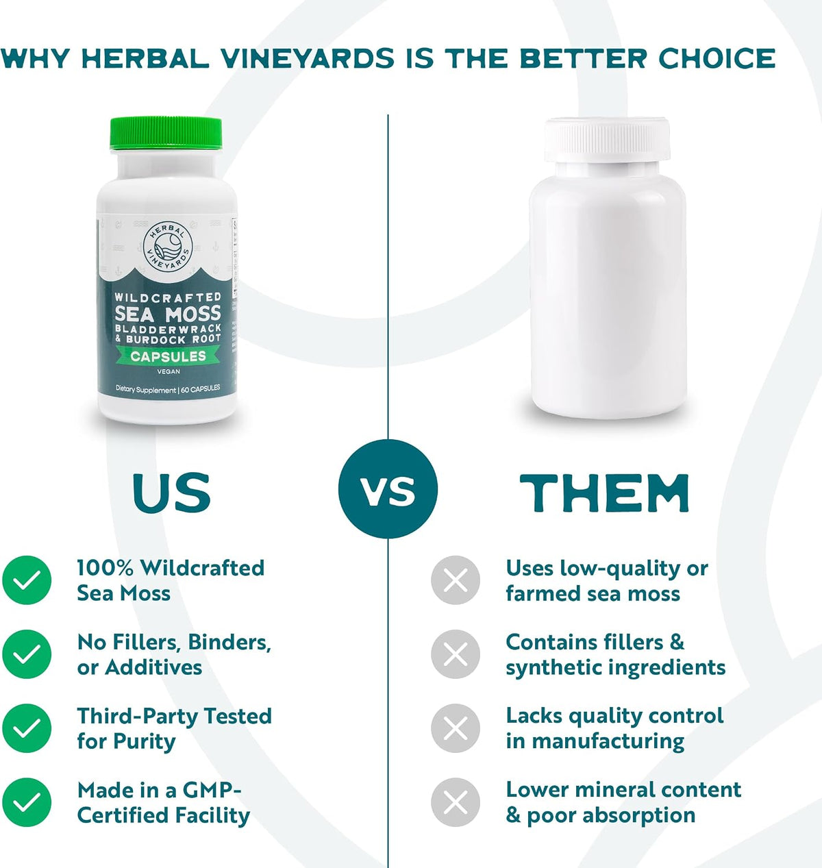 Herbal Vineyards Organic Wildcrafted Sea Moss Complex - 1500mg, 120 Capsules (2 Pack) - görsel 6