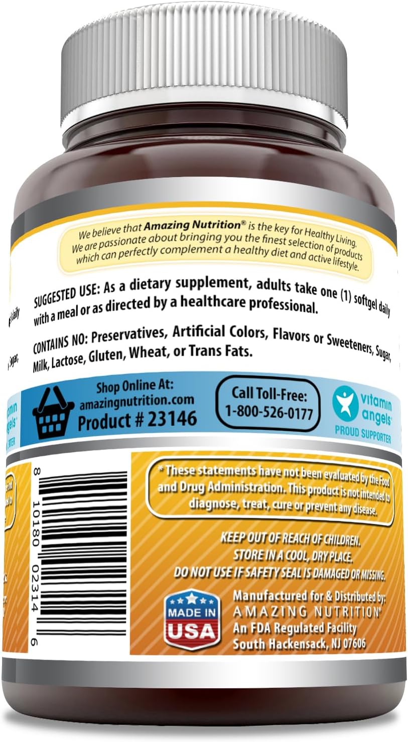 Amazing Formulae Vitamin D3 (Cholecalciferol) 5000 IU Supplement - Non-GMO, Gluten-Free - 360 Softgels - görsel 3