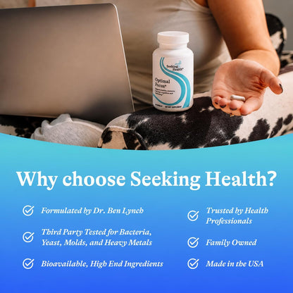 Seeking Health Optimal Focus – Stimulant-Free Nootropic for Cognitive and Focus Support with Choline, DHA from Algae, and American Ginseng (60 Capsules)