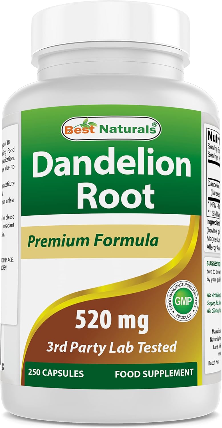 Best Naturals Dandelion Root 520 mg, 250 Capsules - görsel 1