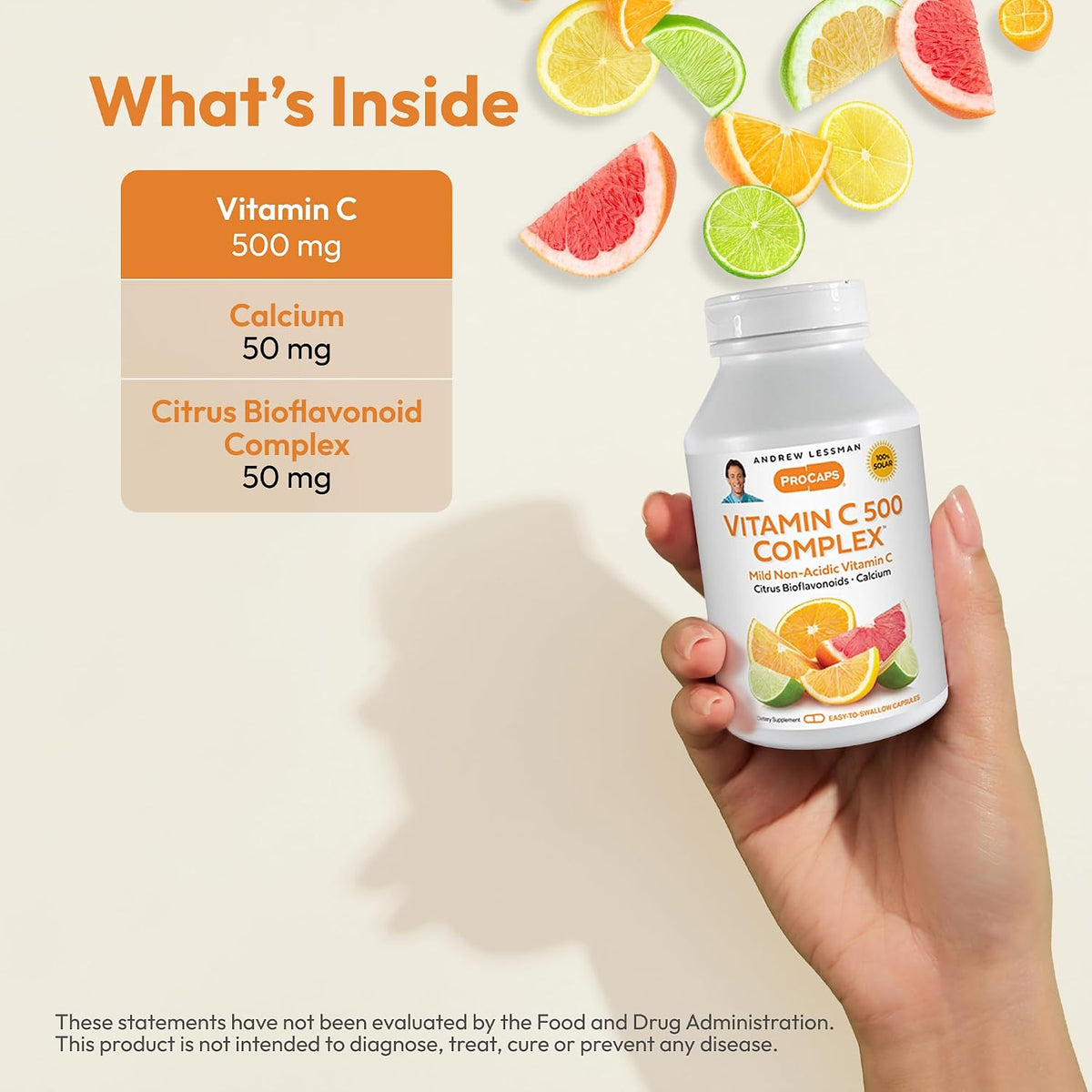 ANDREW LESSMAN Vitamin C 500 Complex – Non-Acidic Vitamin C with Citrus Bioflavonoids, 60 Capsules - görsel 3