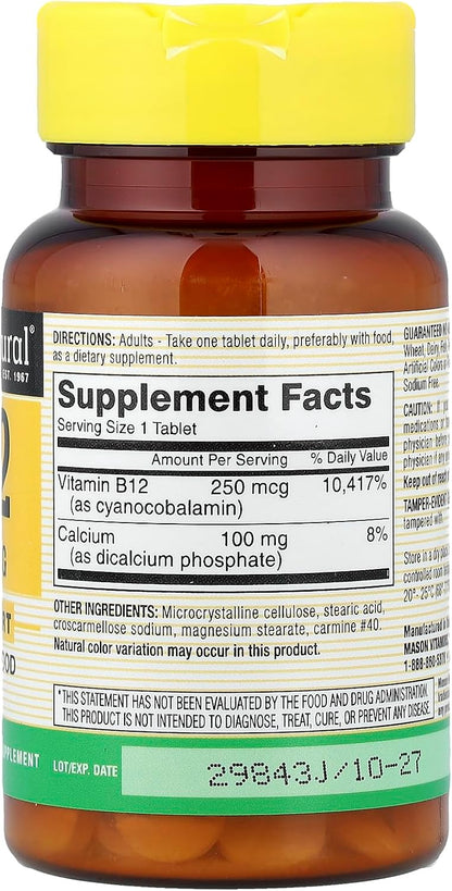 Mason Natural B12 250mcg Tablets