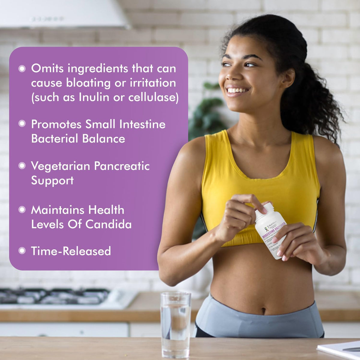 Digestive Enzymes for Sensitive Stomachs - Supports Vagus Nerve, Vegetarian Pancreatic Support, Timed Release Formula for Optimal Gut Health, Enhances Food Digestion & Gut Flora - görsel 3