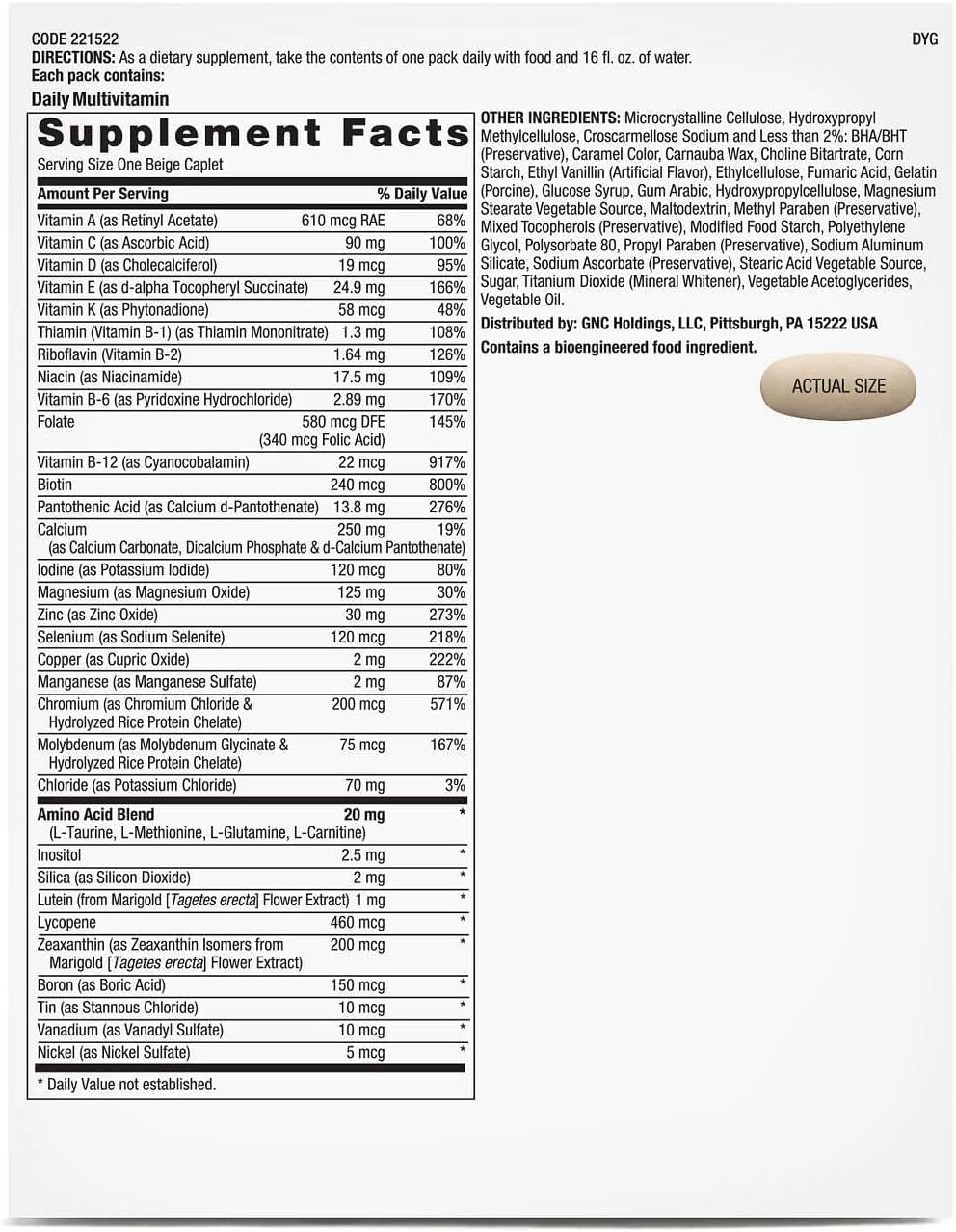 GNC Pro Performance Active Fitness Vitapak Programme - 30 Servings - görsel 4