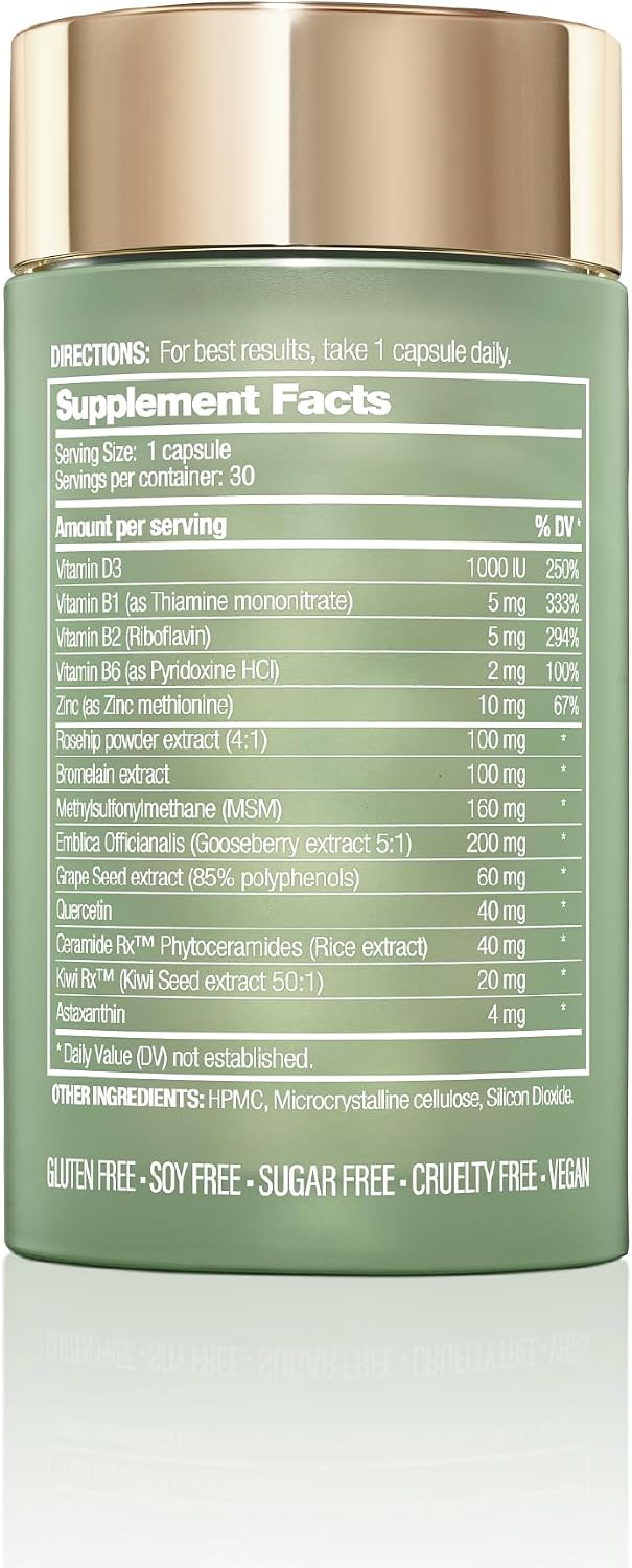 Halo Beauty Kiwi Seed Booster Skin Supplement Refill Pack | Anti-Ageing Hydration & Glowing Skin Support with Kiwi Seed, Vitamin C, D3 & Zinc | Vegan Collagen Support Capsules | 1-Month Supply - görsel 7