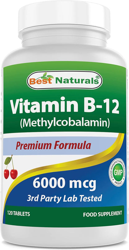 Best Naturals Vitamin B12 6000 mcg, 120 Tablets