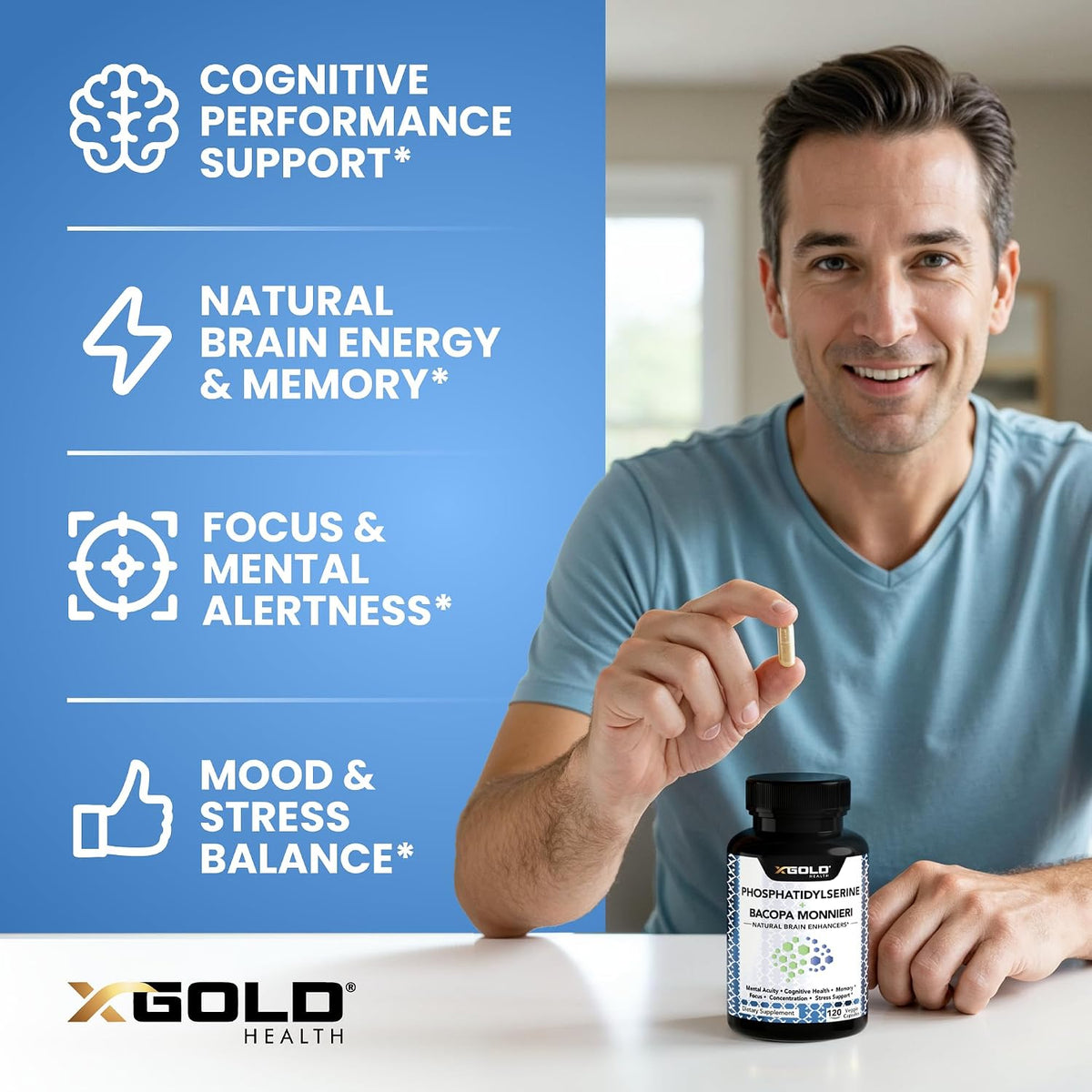 PhosphatidylSerine & Bacopa Monnieri 800 mg - Mental Focus Supplement (120 Vegetarian Capsules) - görsel 3