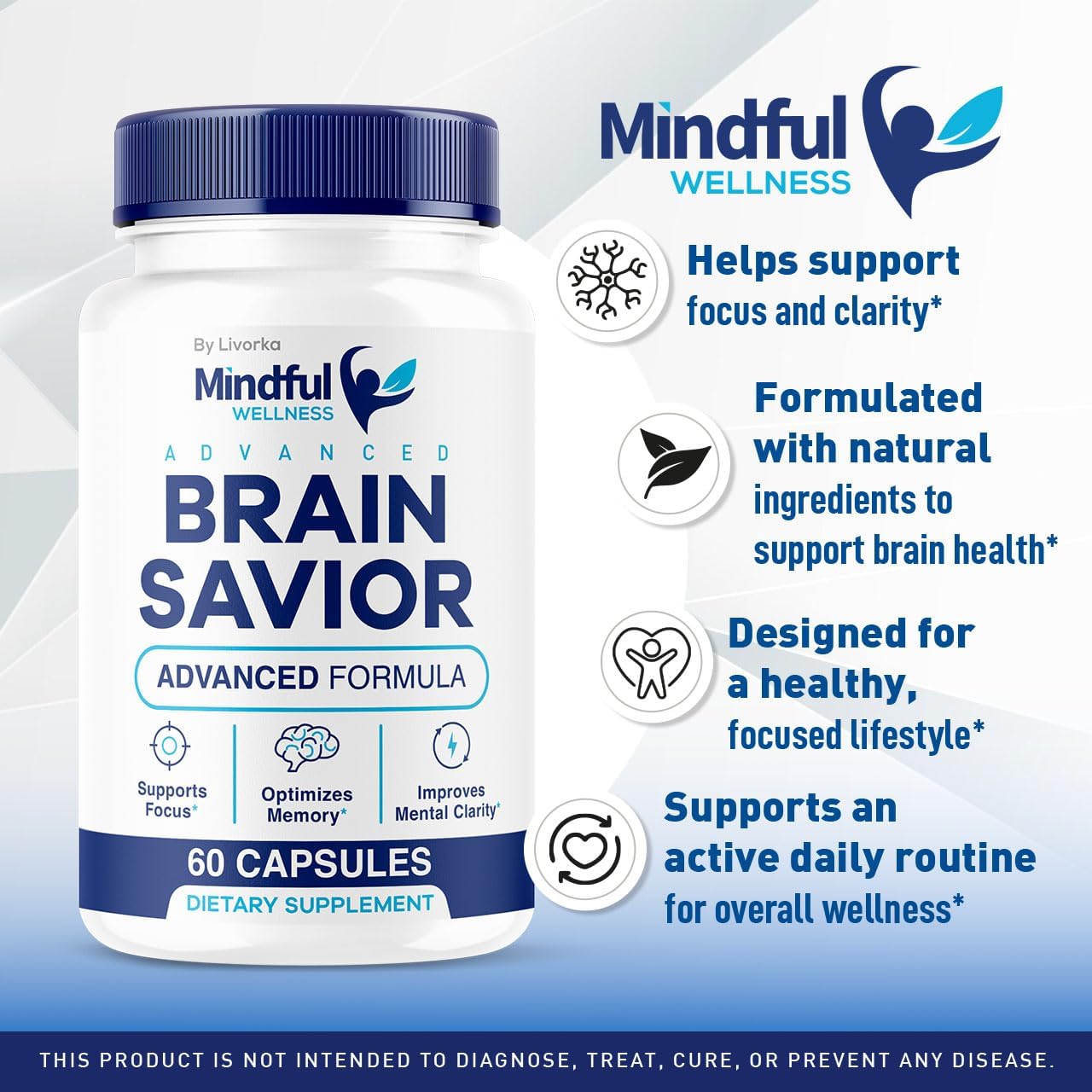 (5 Pack) Mindful Wellness Advanced Brain Saviour Capsules, Official Mindful Wellness Supplement Pills, Mindful Wellness Support Capsules Premium Formula – All Natural Pills, 300 Capsules for 5 Months - görsel 2