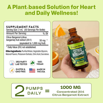 Citrus Bergamot Extract 20:1 – Vegan, Non-GMO, Gluten-free Liquid Supplement (Citrus, 60ml)