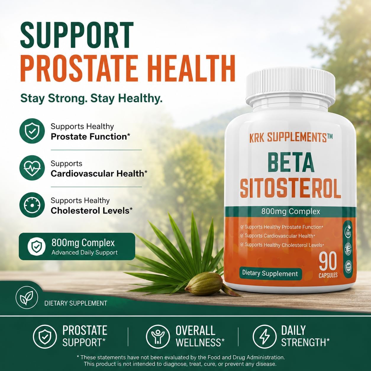 KRK SUPPLEMENTS Beta Sitosterol 800mg Capsules – Prostate & Urinary Support - görsel 1