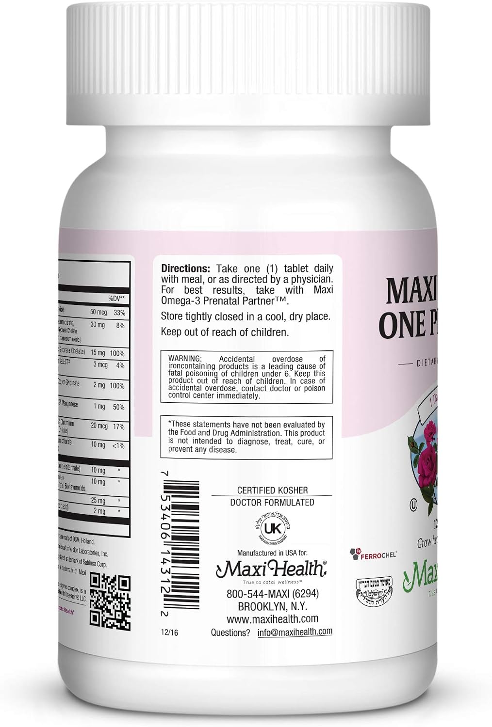 Maxi Health Prenatal Vitamins for Women – One Daily with Iron, Folate, Choline, Vitamin D3 – 120 Day Supply - görsel 8