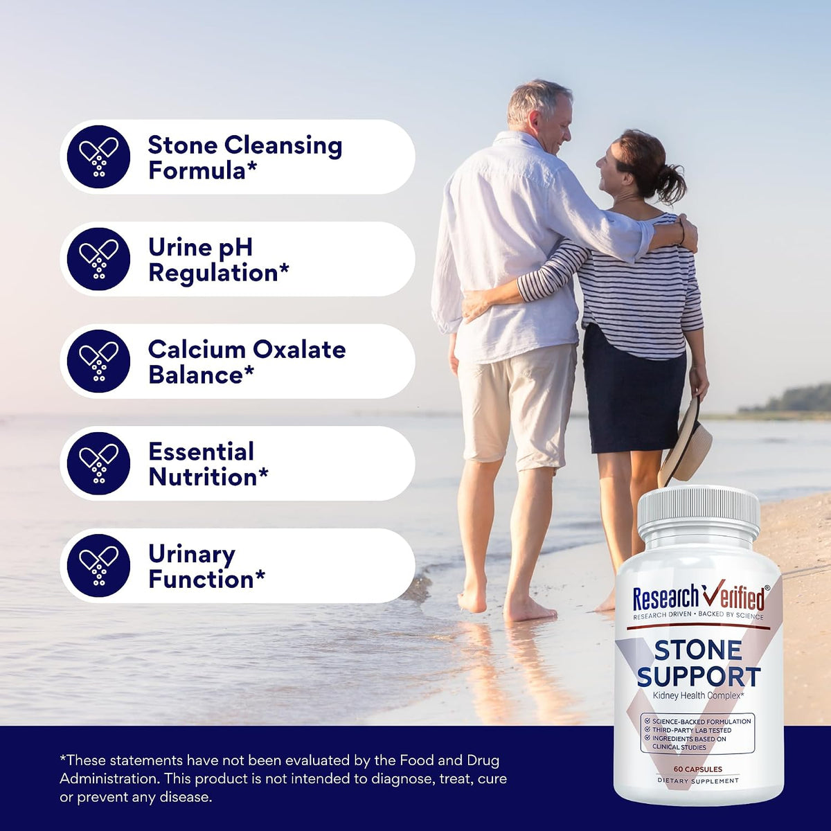 Research Verified Stone Support - Optimal Urinary Health Support with Chanca Piedra, Crataeva Nurvala, BioPerine - Vegan - 60 Capsules - görsel 4