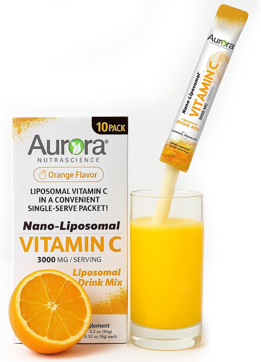 Vida Lifescience Aurora Nutrascience Nano-Liposomal Vitamin C Drink Mix Powder 3000 mg - 10 Pack - görsel 1