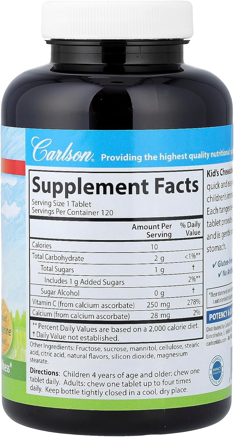 Carlson For Kids Chewable Vitamin C, 250mg, 120 Tablets - görsel 2