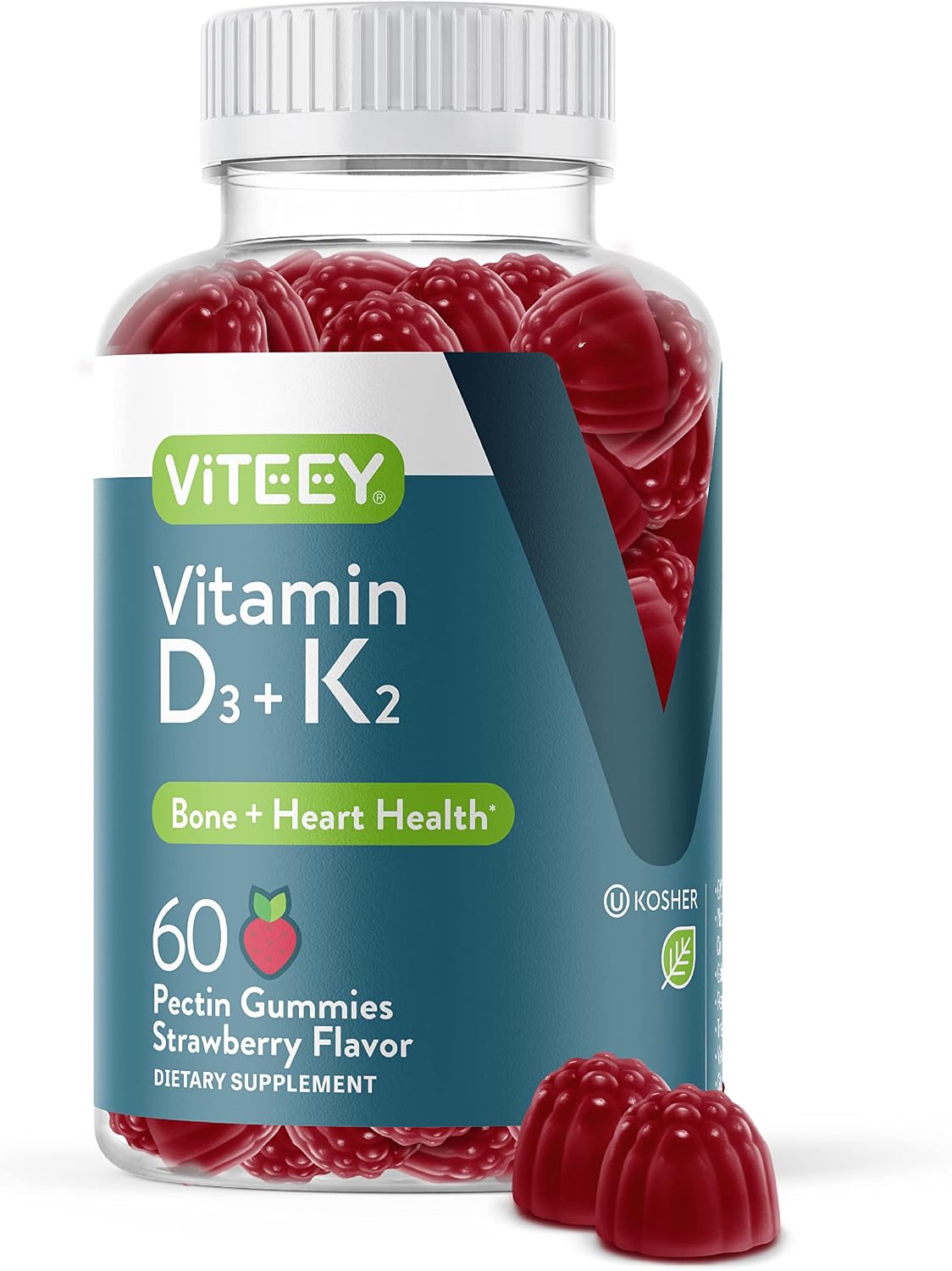 Viteey Vitamin D3 K2 Gummies - 1000 IU D3 + 100 μg K2, 60 Gummies - görsel 1