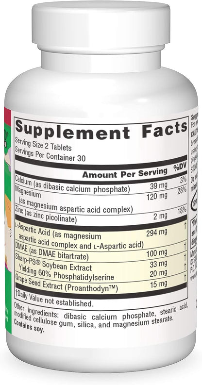Source Naturals Attentive Child - Brain & Focus Support with DMAE, Magnesium, Zinc & Grape Seed Extract - 60 Tablets