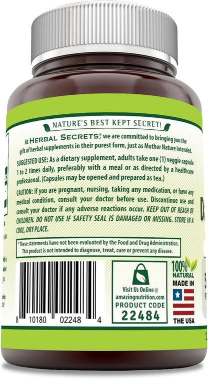 Herbal Secrets Dandelion Root Supplement, 520 mg, 120 Vegetable Capsules