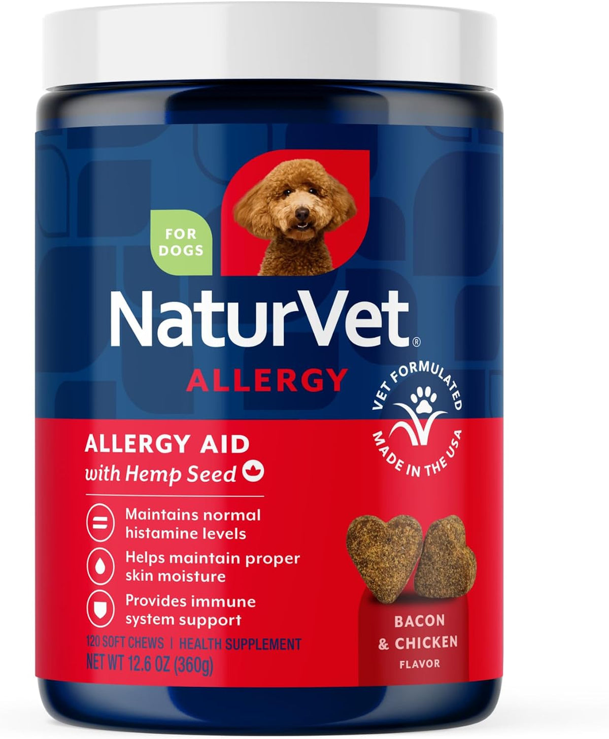 NaturVet Aller-911 Advanced Allergy Aid for Dogs and Cats – Antioxidant-Rich Pet Supplement with Omegas, DHA, EPA – Supports Normal Immune System, Skin Moisture and Coat Health – 180 Soft Chews - görsel 8