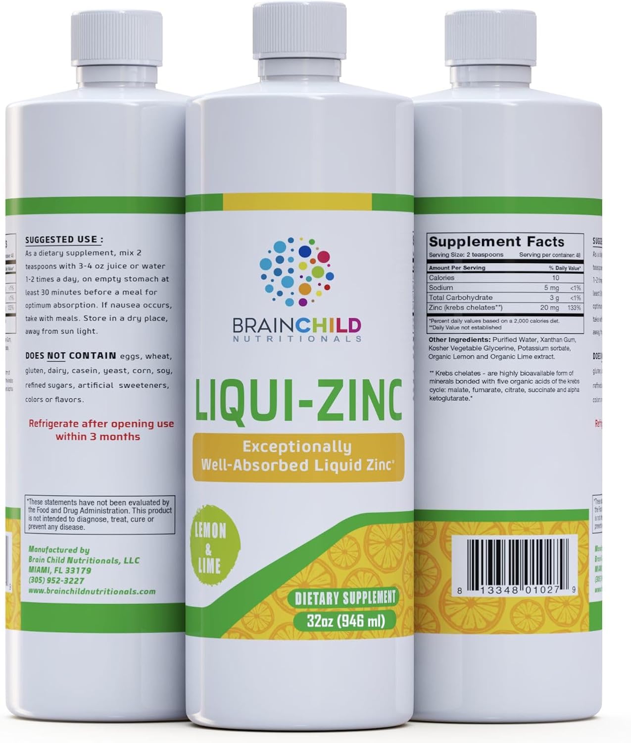 BrainChild Nutritionals LiquiZinc Liquid Formula (Unflavoured, 16 fl oz) - görsel 4
