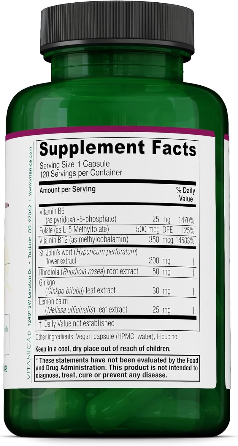 Vitanica Uplift – Vegan Mood Support Supplement, 120 Capsules - görsel 2