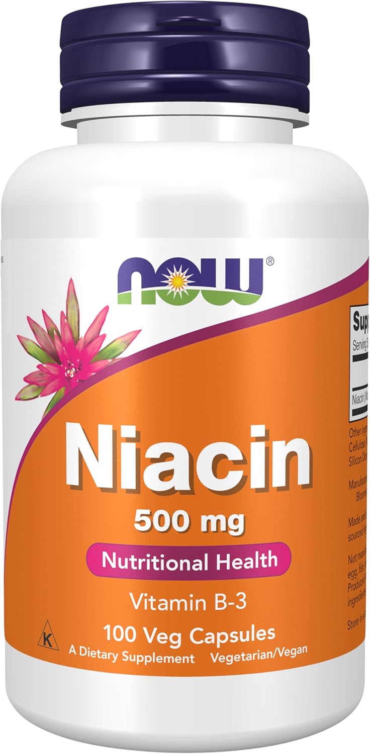 NOW Foods Niacin (Vitamin B-3) 500 mg, 100 Capsules - görsel 1
