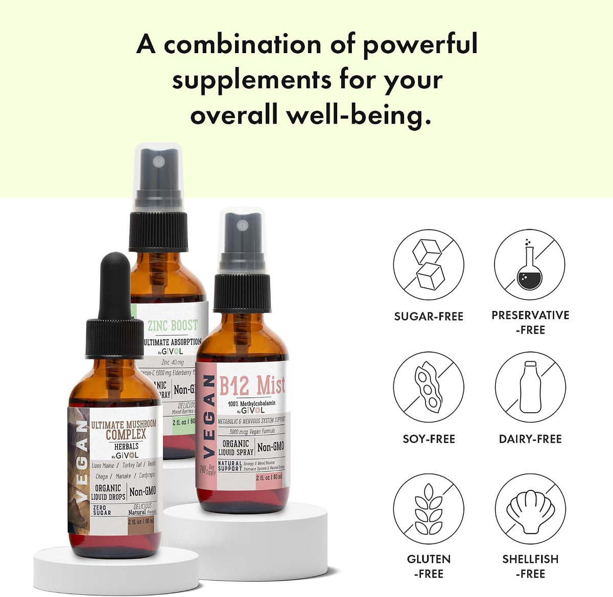 Cognitive Wellness Bundle Liquid Vitamin Trio: Methylcobalamin B12, Lion's Mane, Reishi, Chaga Mushroom Complex & Zinc – Image 4