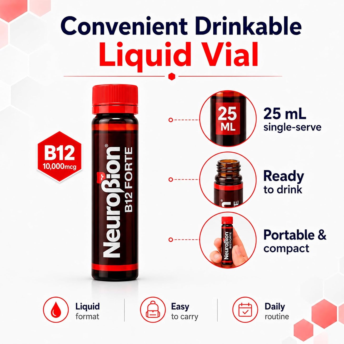 Neurobion Forte Vitamin B12 Liquid Shots, Methylcobalamin B1 B6, 20 Vials (Pack of 2) - görsel 7